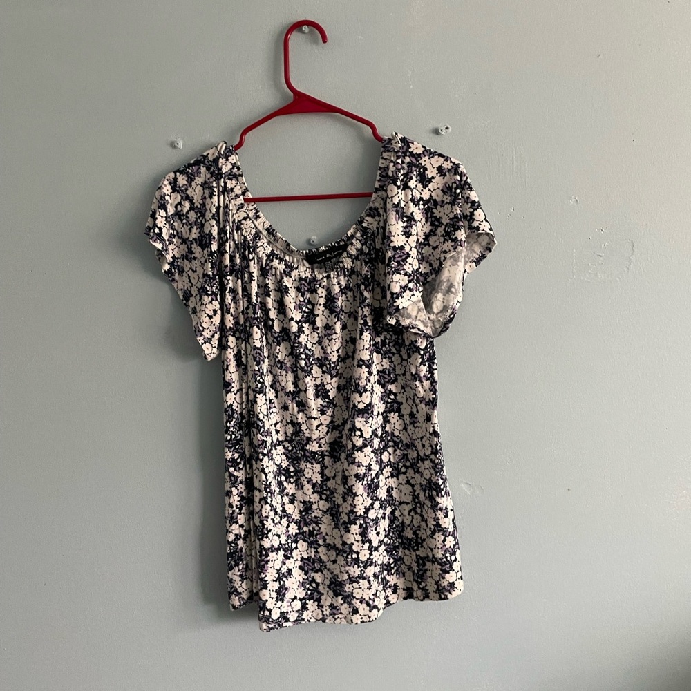 Purple and white blouse